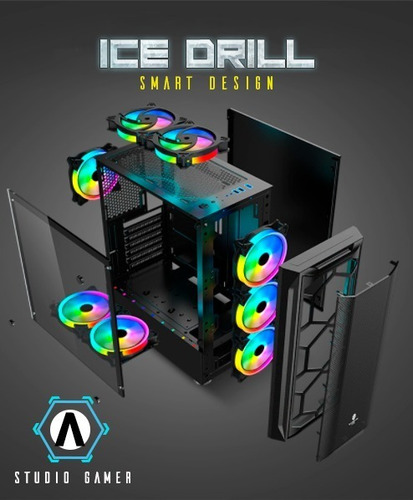 Case Gamer Ice Drill Full Tower Atx 6 Fans  