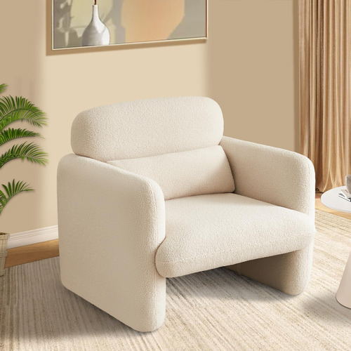 Sofa Individual Brazo Tapizado Tela Cordero Comodo Sillon