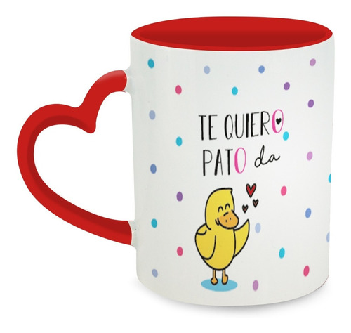 Taza Del 14 De Febrero Pareja De Patitos Con Asa De Corazón