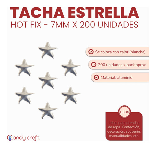 Tachas Estrellas 7mm Termoadhesivas 200u Hot-fix!