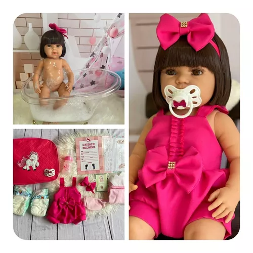 boneca bebe reborn corpo silicone pode dar banho