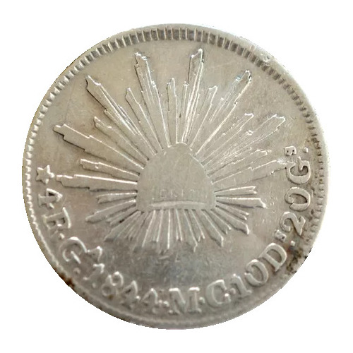 Moneda 4 Reales Plata 1844 Guadalajara Ga Mg