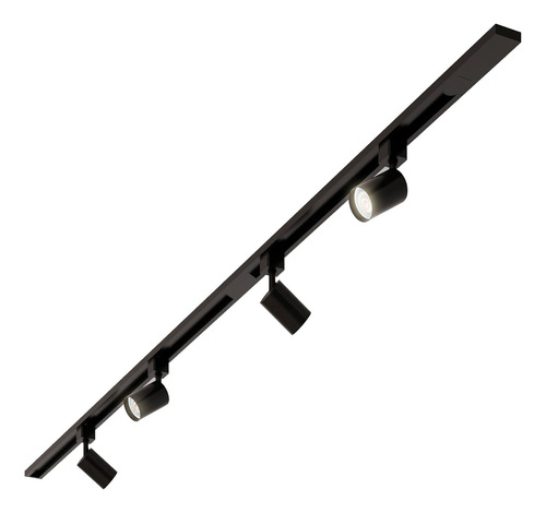 4 Foco Riel Luz Cálida 30w 3000k + Riel Monofásico 2mts Cob