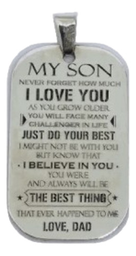 Placa My Son,hijo Mio Ingles Bajo Relieve, Plata.950