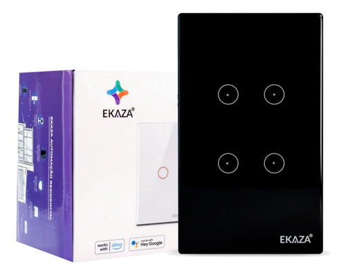 Interruptor Touch 4 Botões Wifi Ekaza Tuya Ekgc T207