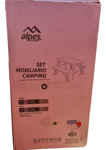 1 Mesa 113x61x71 + 2 Bancos 90x21x41 Alpes 100kg Blanco 