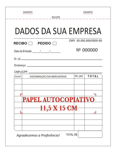 2 Talões Recibo / Comprovante 2 Vias (2x50)