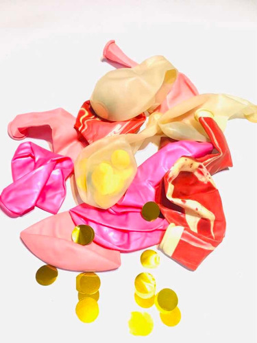 Imagen 2 de 2 de Set 12 Globos Mix Combinados Rosa - Oro Premium Las Condes