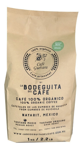 Café 100% Organico De Nayarit Tostado Medio Grano 1 Kg