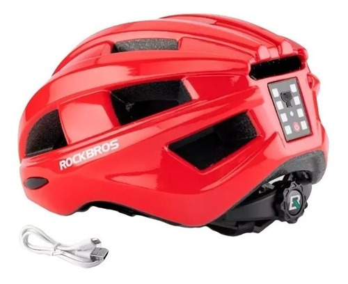 Casco De Bicicleta Rockbros Con Luz Trasera Ventilado Unisex Color Rojo Talla UNITALLA