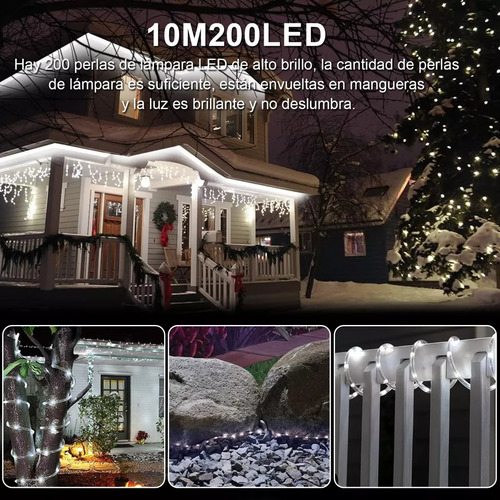 Manguera Luces Led Navideña Decoración 8modos 10m 200led Luces Navideñas,luces Navideñas De Led,decoracion Navideña,adornos Navideños Exterior,manguera Luces Led Muticolor
