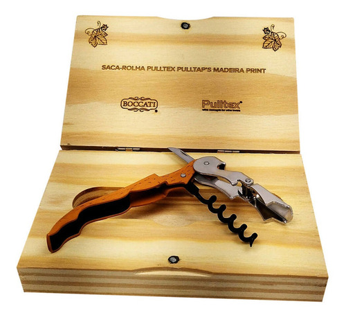 Saca-rolha Pulltex Pulltaps Madeira Print E Caixa De Pinus