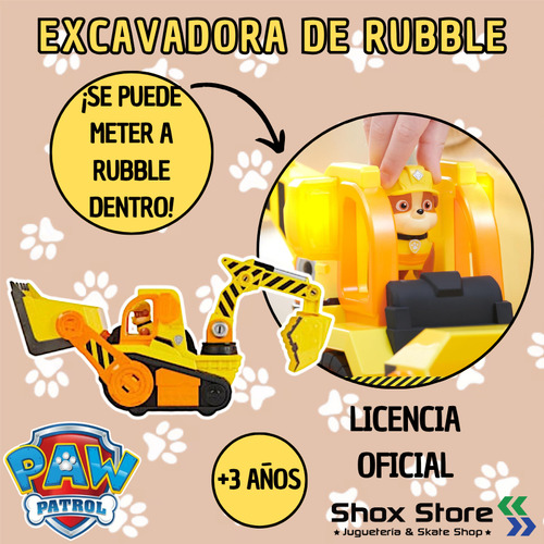 Play Set Paw Patrol Rubble Excavadora De Lujo Luces Sonido