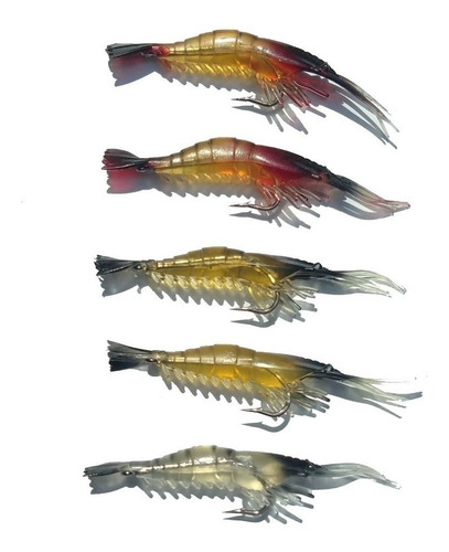 Kit C/10 Iscas Artificiais Camarão Anzol Tucunare