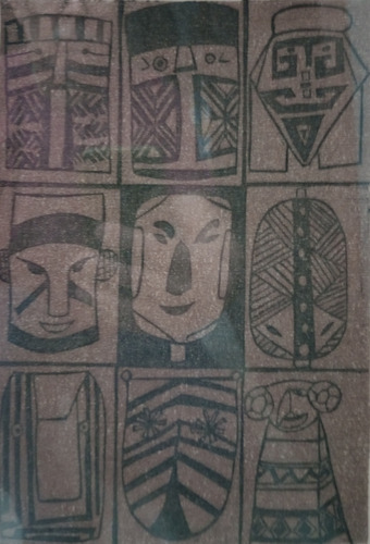 Xilogravura Assinada, Emoldurada, Com Vidro 45x34cm 1987. (Usado)