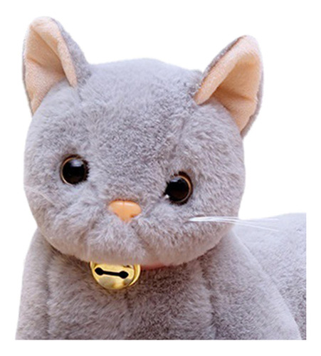Figura De Peluche Suave De Gato Gris 29cm Opcional Gris 29cm