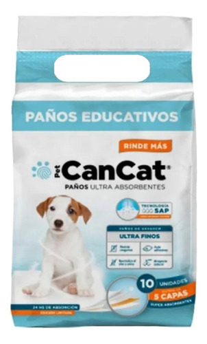 CanCat Paños Entrenamiento 60x60 10u Premium