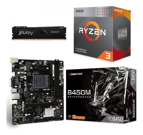 Kit Upgrade Gamer Amd Ryzen 3 3200g + B450m + 8gb Memória