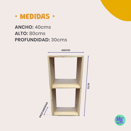 Imagen 2 de 7 de Cubo Estante Madera Flotrante X 2 80x40x30 Mundopino