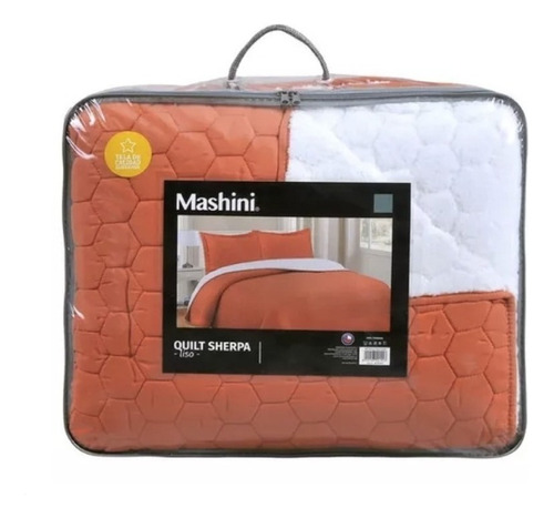 Plumon Quilt 2 Plazas Sherpa Naranja Mashini Liso