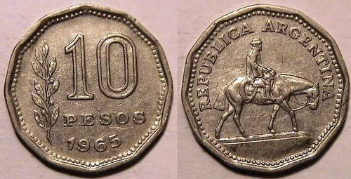 Argentina Moneda 10 Pesos 1965