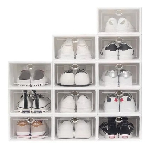 Cajas Organizadoras Plastico Apilables Para Zapatos 12pcs Color Blanco
