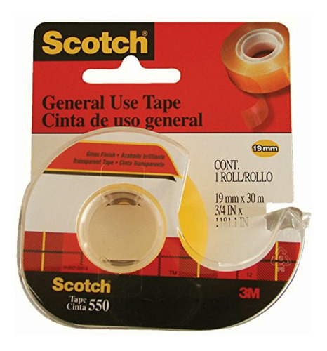 3m Scotch Cinta Adhesiva Transparente 550 En Despachador, 19