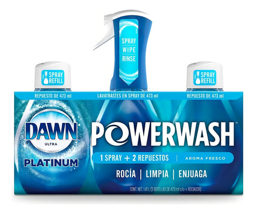 Dawn Ultra Platinum Powerwash 1 Spray + 2 Repuestos 473 Ml