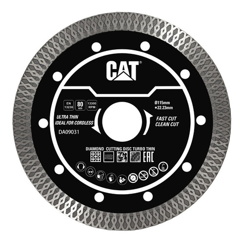 Disco Diamantado Turbo Amoladora 115mm Cat Extra Fino 1,4mm