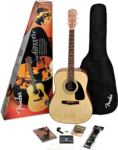 Pack Combo Guitarra Acústica + Accesorios Fender Dg8s Color Natural
