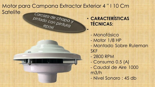 Imagen 3 de 5 de Motor Extractor Exterior Campana Cocina Econo Ø 4 PuLG 100 M