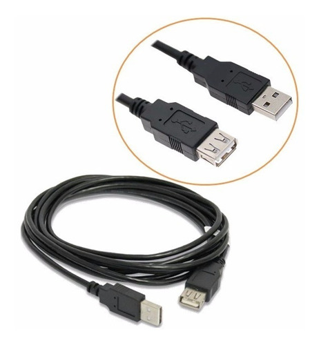 Cabo Extensor Adaptador Usb 2.0 A-macho X A-fêmea 1,8m Preto