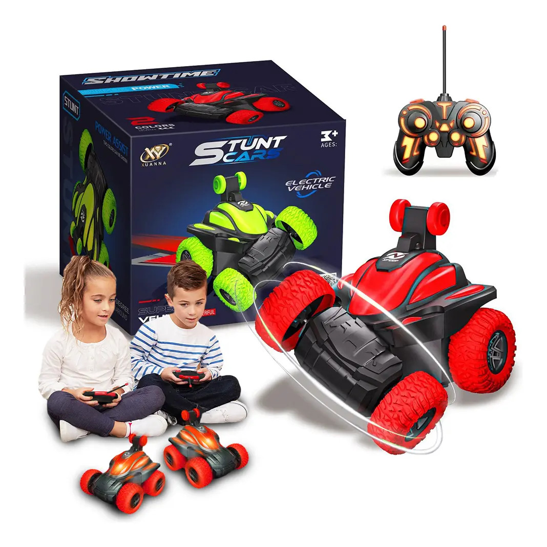Carro Control Remoto Acrobático 360° Doble Cara, 2.4GHz 4WD Todo Terreno con Luz y Música, Vehículo de Juguete Recargable, Regalo Perfecto
