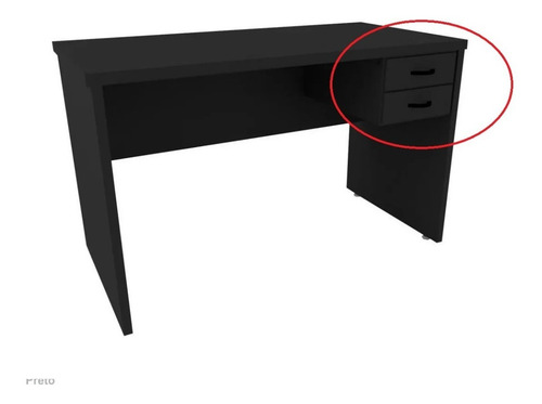 Imagem 2 de 4 de Gaveteiro Suspenso Mesa 2 Gavetas Com Chave Imediato Preto