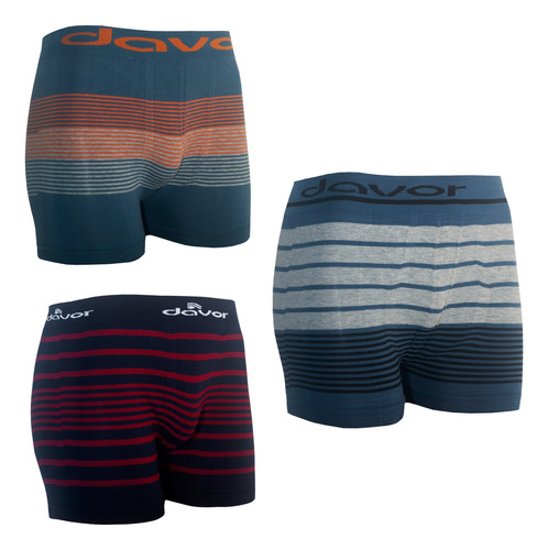 Pack X3 Davor Boxer Hombre Algodón S/costura Rayado 