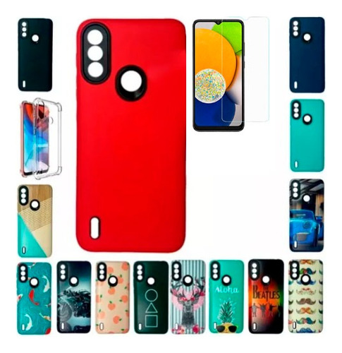 Funda Protector Para Motorola E7i Power Mas Vidrio Templado