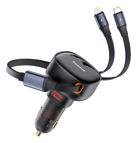 Baseus Cargador Auto 60w Pd 3.0 Cable Usb-c Y Lightning +usb