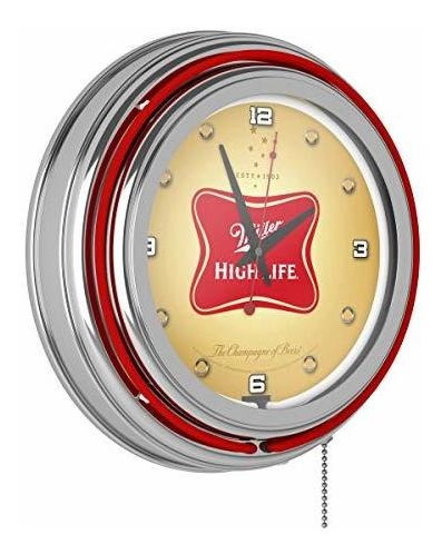 Miller High Life Reloj De Pared De Neón De 14 Pulgadas