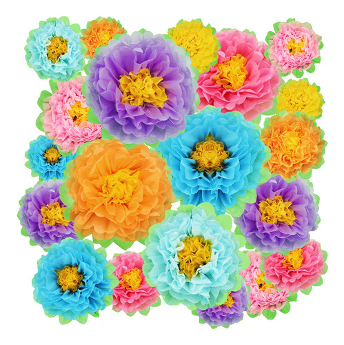 18 Piezas Coloridas Fiesta Paper Flores Flores De Pañuelo Ca