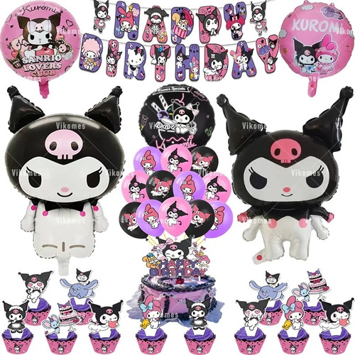 Set Decorativo Con Globos Para Cumpleaños Kuromi