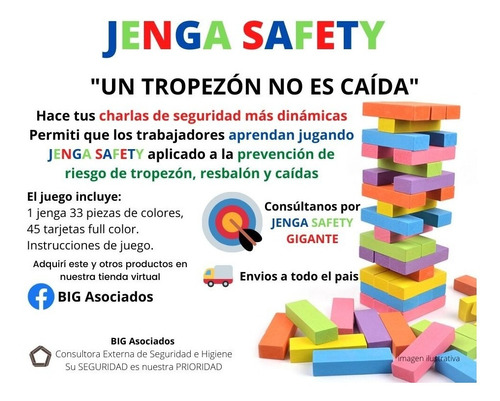 Jenga Safety Gigante- Elemento De Capacitación Sst