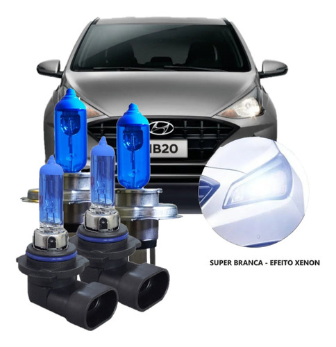 Imagem 1 de 4 de Kit 4 Lampadas Farol Hyundai Hb20 Alto+baixo E Milha 8500k