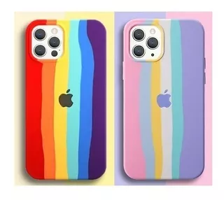 Funda Silicone Case Arcoiris Con Logo iPhone 13/13pro/13prom