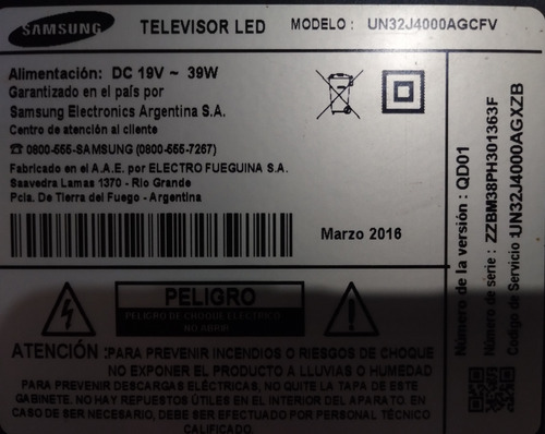 Placa Main Tv Led Samsung Un32j4000 (Usado)