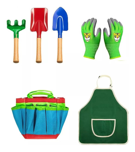 Kit Herramientas Jardinería Para Niños X5 Piezas + Bolso