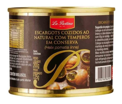 Escargot Frances La Pastina Sem Concha 24 Unid 125 Gr