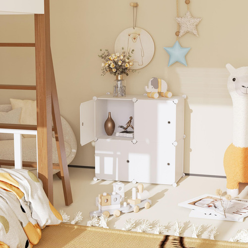 Organizador Modular De Plástico Con 4 Cubos Y Puertas