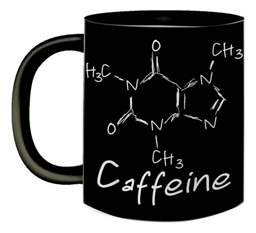 Caneca Preta Café Fórmula Química Caffeine Cafeína 325ml
