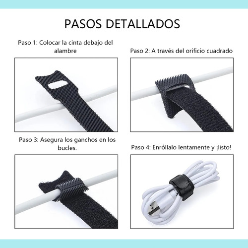 200 Pzs Cincho Suja Cables, Brida Con Velcro Reutlizable