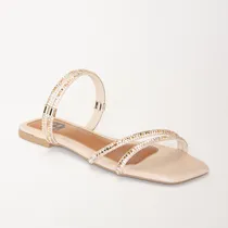 Comprar Sandália Rasteira Papete Feminina Conforto Strass Brilho
